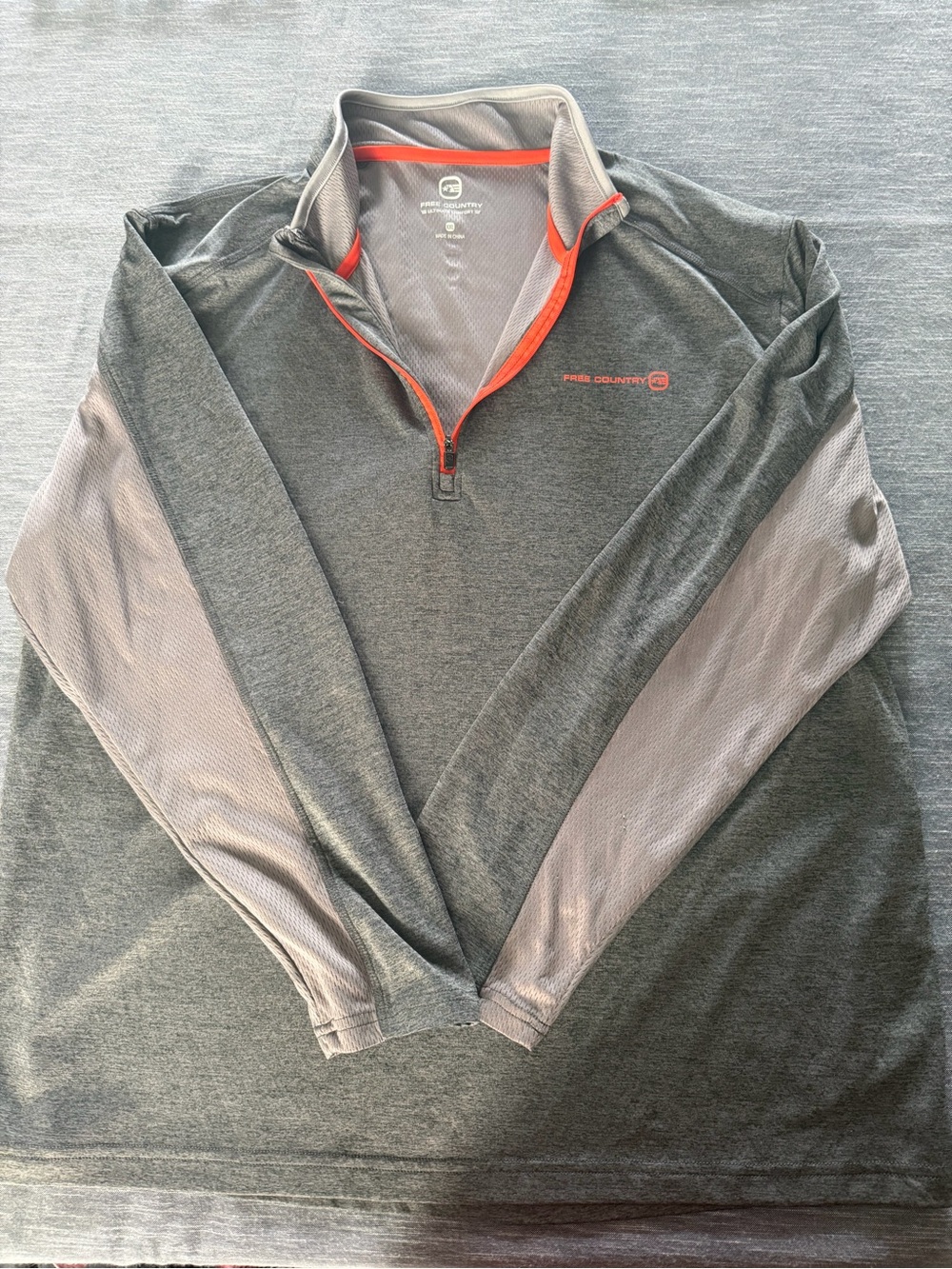 Free Country Men's Heather Gray Quarter-Zip with Orange Trim